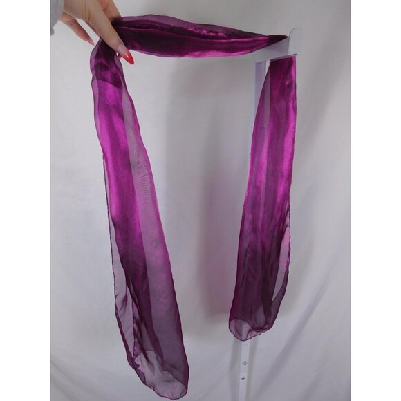 Sheer Scarf Womens One Size Purple Magenta Lightweight Chiffon Style Dressy Wrap - Picture 3 of 8